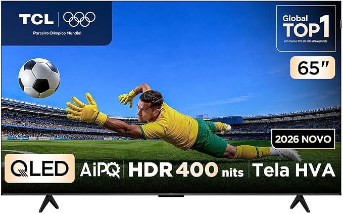 TCL Smart TV 65 Polegadas 4K QLED 65P7L Google TV 2026 até 120Hz Dolby Vision Atmos Wi-Fi e Bluetooth