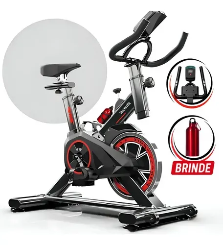 Bicicleta Ergométrica Bike Spinning Garrafa 6kg Sensação Inércia Com Medidor Cardíaco Fitness Preto E Vermelho Sevenfit Para Cardio E Musculação