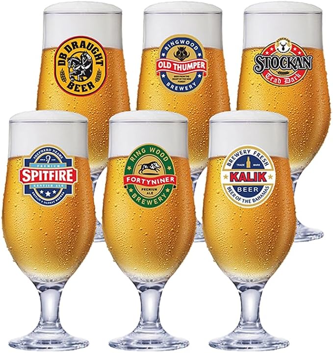 Ruvolo, Taça Royal Beer Rótulos, Taça de Vidro, para Cerveja 330ml 6 pcs
