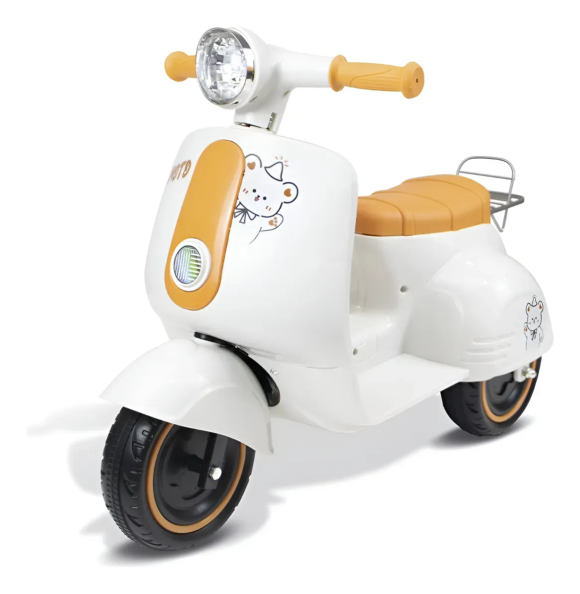 Triciclo Elétrico Infantil Scooter Motinho de Passeio 6v Lambreta Com Musicas Branco — foto 6 de 7