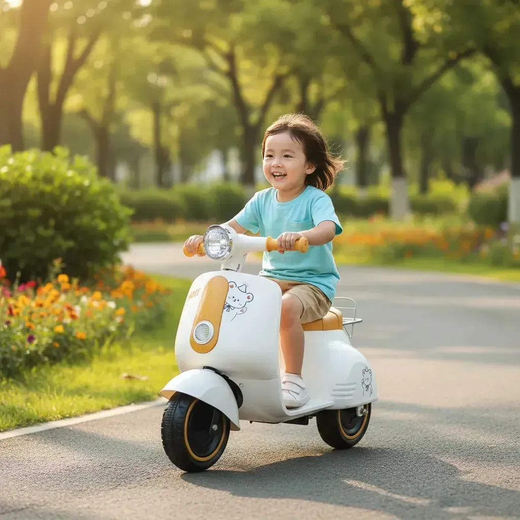 Triciclo Elétrico Infantil Scooter Motinho de Passeio 6v Lambreta Com Musicas Branco