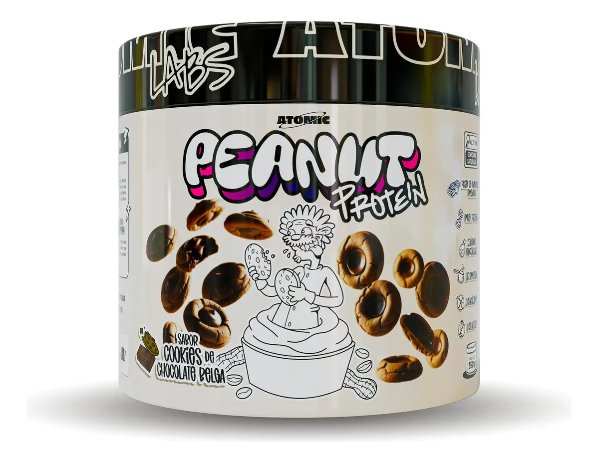 Peanut Protein 350g Atomic Labs - Sabor Cookies de Chocolate Belga - Pasta de Amendoim com Whey Protein e Colágeno Hidrolisado — foto 3 de 8