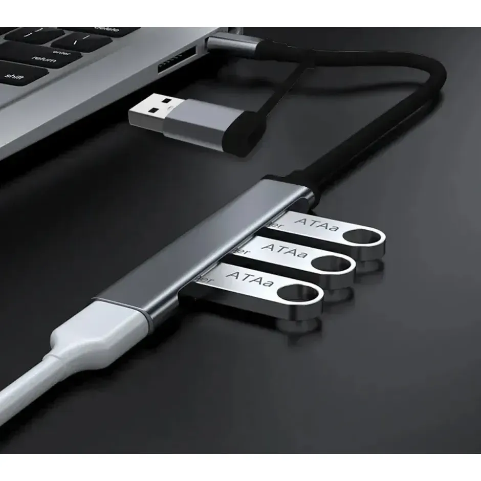 Adaptador Hub Tipo C 4 Em 1 Usb 3.0 Usb-c Entrada Dupla Usb Ou Usb C Com 4 Portas Usb — foto 6 de 8