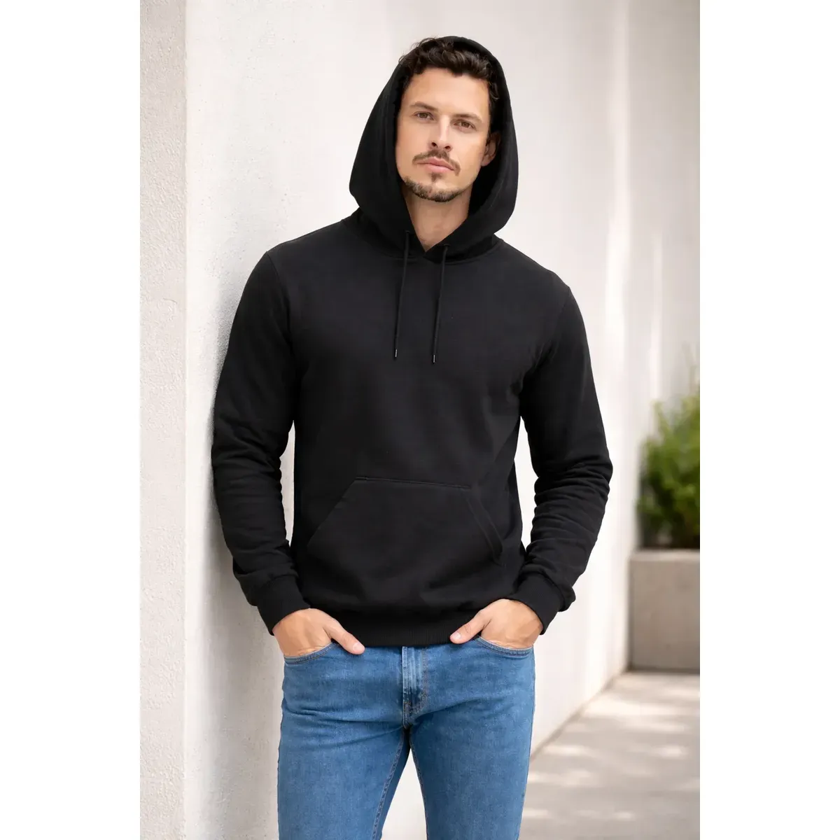 Blusa Moletom Canguru Masculina Com Capuz Casual Slim — foto 5 de 6