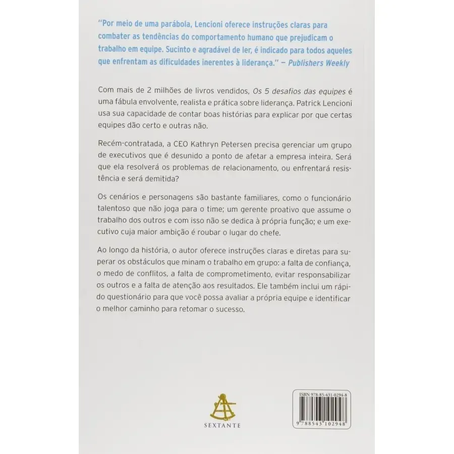 Livro Os 5 Desafios Das Equipes — foto 4 de 6