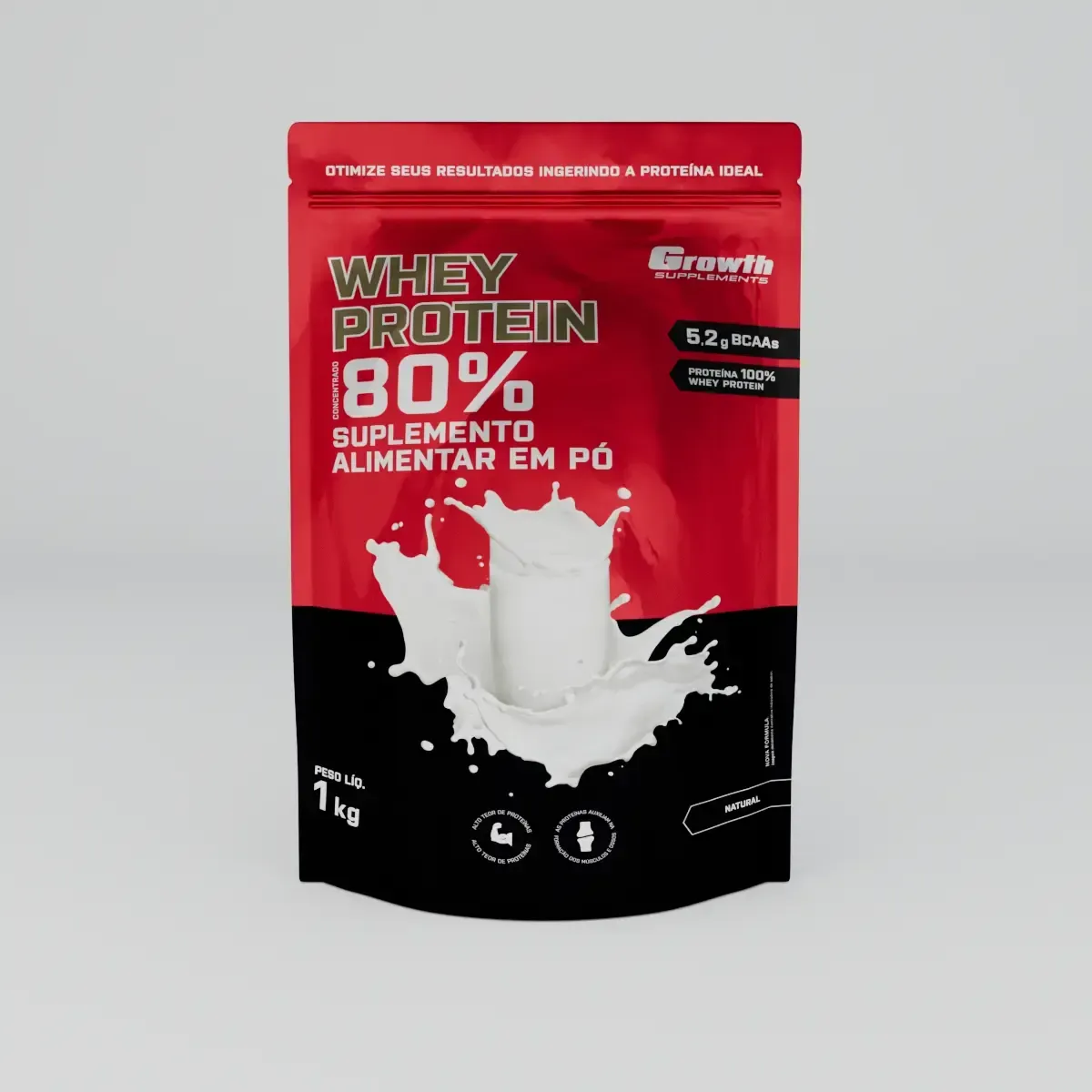 Whey Protein Concentrado 1kg Growth Supplements - Natural — foto 5 de 7