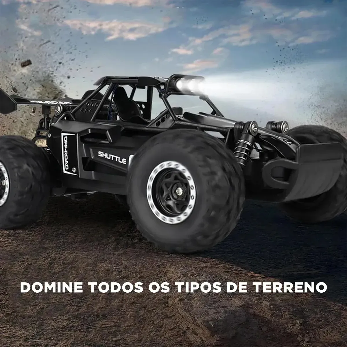 Carrinho Controle Remoto Recarregável Grande Off Road Cross Preto 2 x Baterias-Brastoy — foto 7 de 7