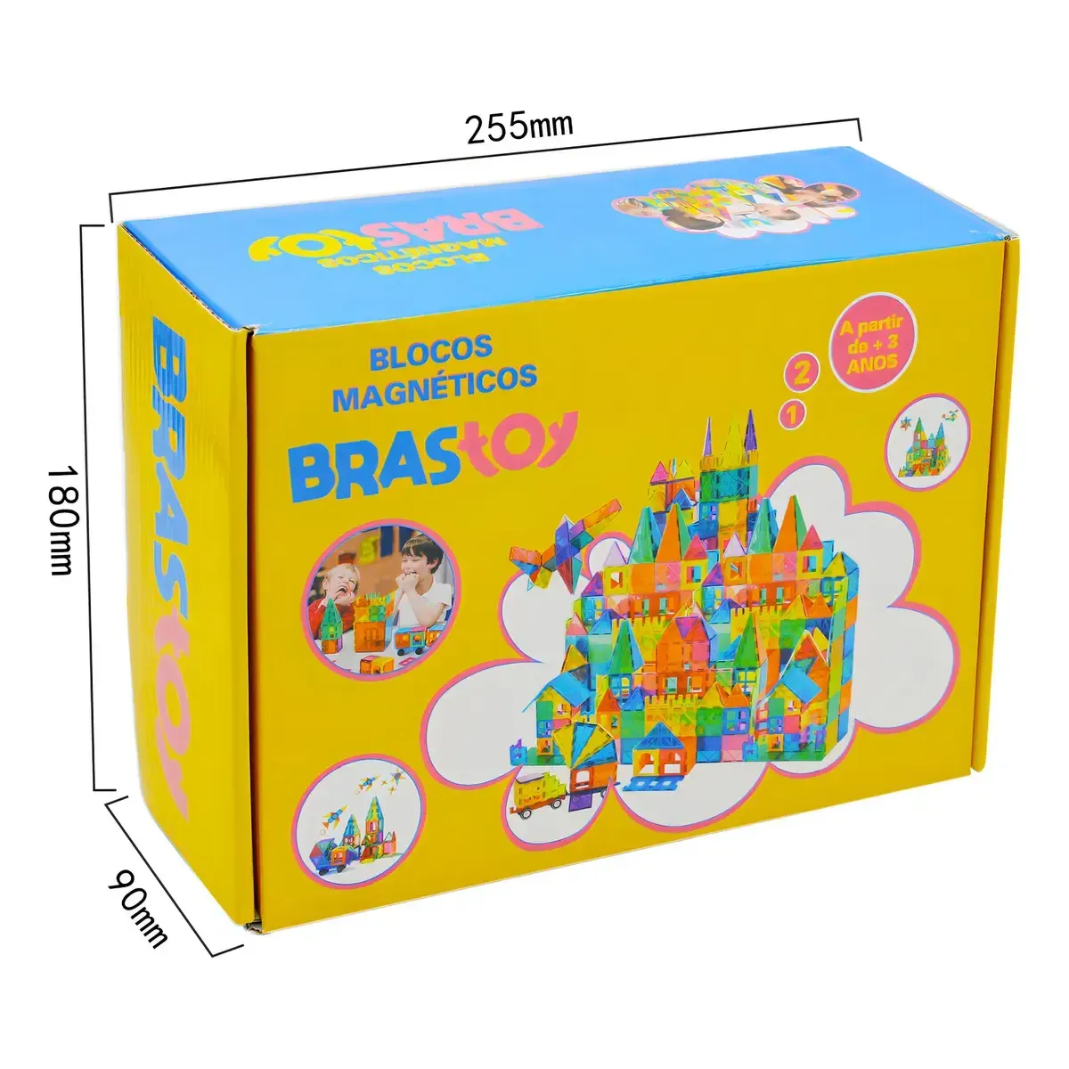 Brastoy Blocos Magnéticos Brinquedo Educativo Educação Infantil 65 Pecas Construção Empilhamento Jogo — foto 5 de 7