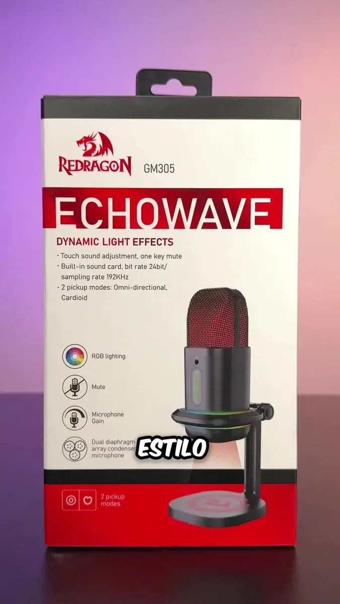Microfone Gamer Redragon Echowave RGB Preto Condensador — foto 4 de 7