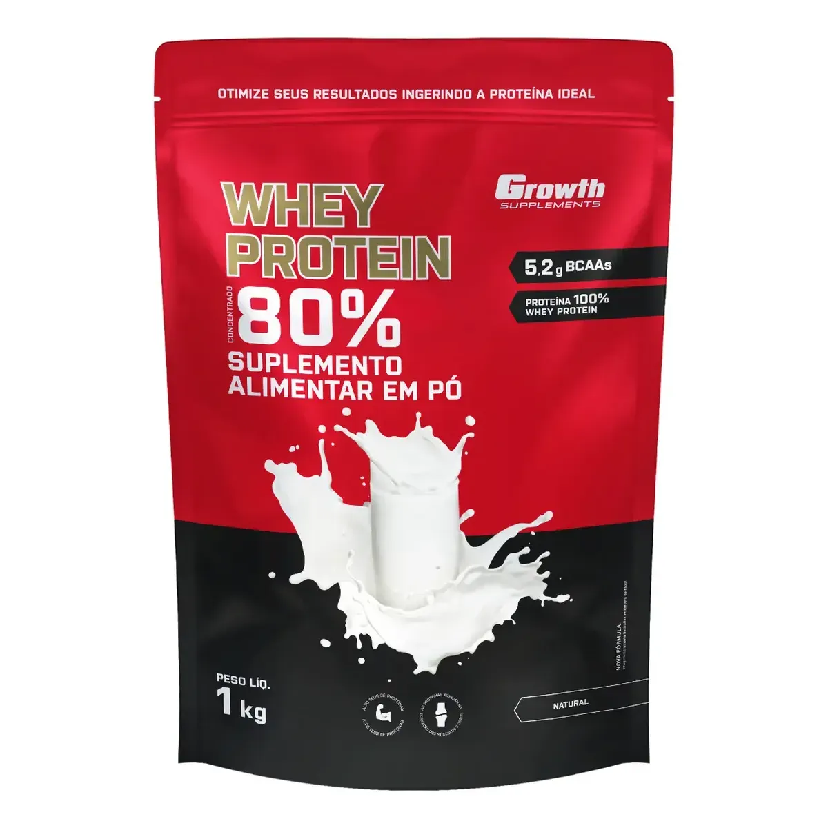 Whey Protein Concentrado 1kg Growth Supplements - Natural — foto 2 de 7