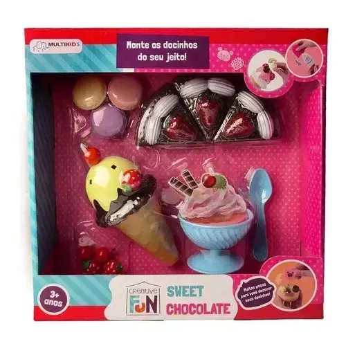 Brinquedo Sweet Chocolate Docinhos Creative Fun BR1232 Rosa Multikids — foto 2 de 8