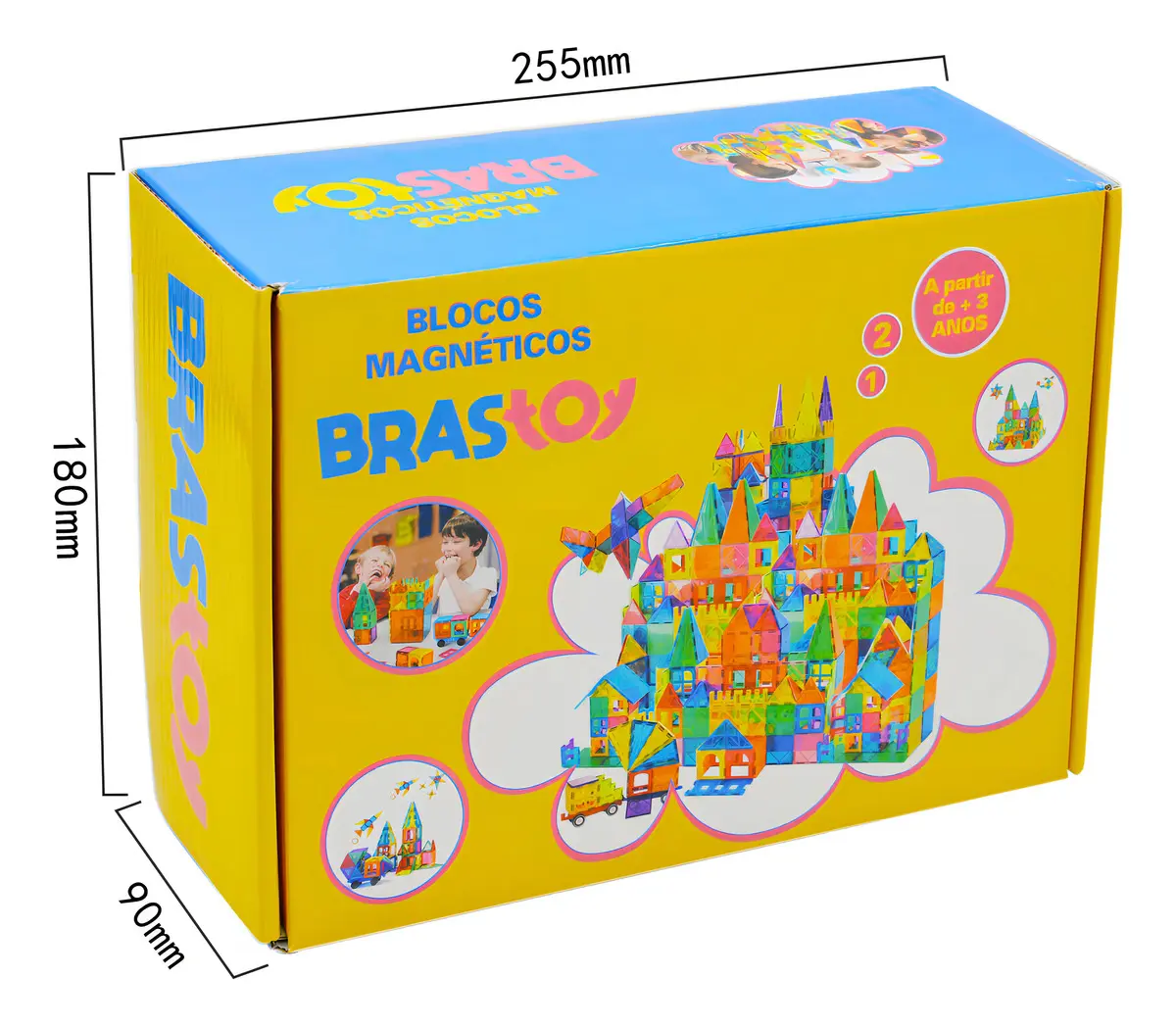 Brastoy Blocos Magnéticos Brinquedo Educativo Educação Infantil 65 Pecas Construção Empilhamento Jogo — foto 6 de 7