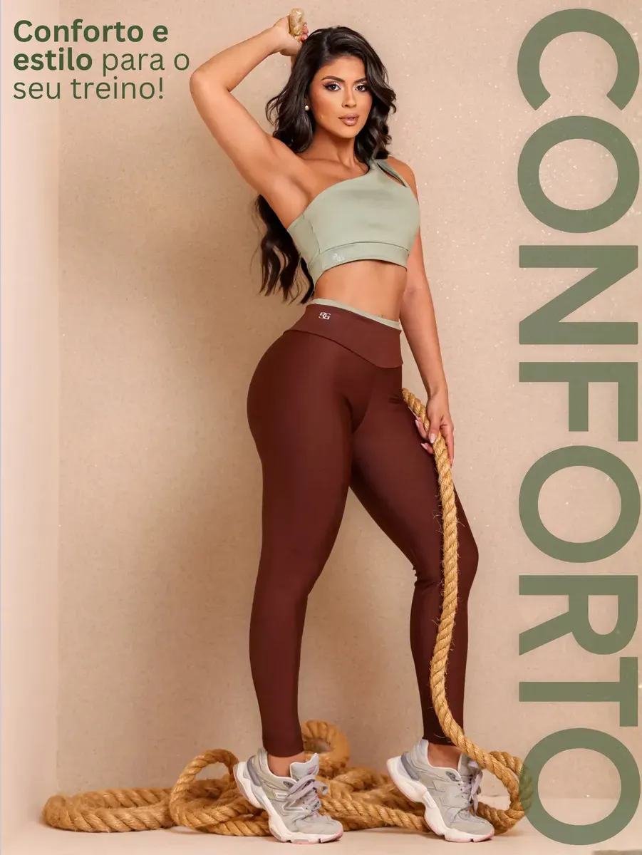 Conjunto Fitness Top Nula Manga E Calça Academia Bicolor — foto 6 de 7