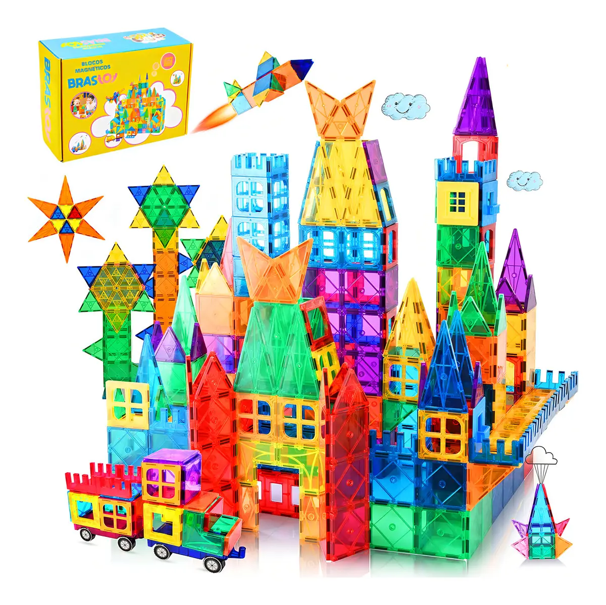 Brastoy Blocos Magnéticos Brinquedo Educativo Educação Infantil 65 Pecas Construção Empilhamento Jogo — foto 3 de 7