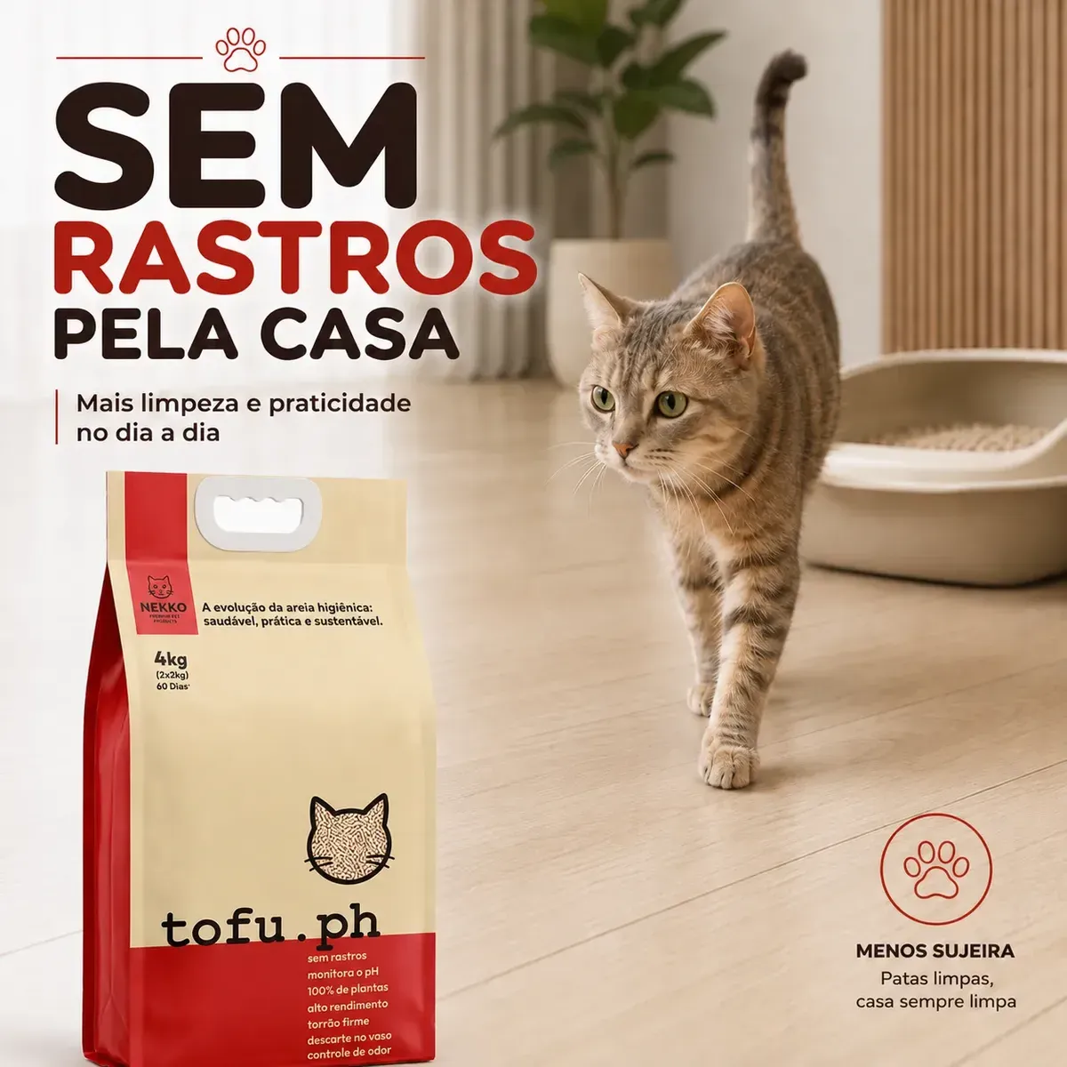 Areia Higiênica Gato Tofu Biodegradável Ph 8kg Nekko — foto 6 de 7