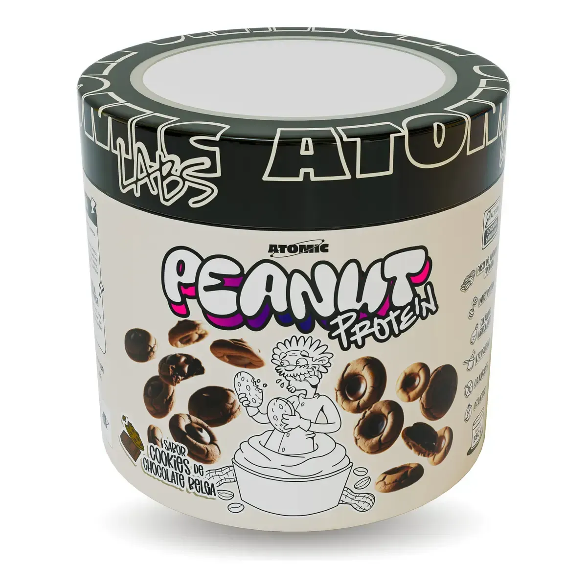 Peanut Protein 350g Atomic Labs - Sabor Cookies de Chocolate Belga - Pasta de Amendoim com Whey Protein e Colágeno Hidrolisado — foto 8 de 8