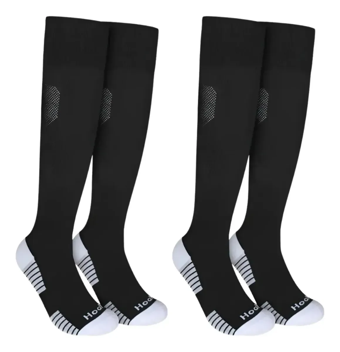 Kit 2 Pares Meião Futebol Profissional Hoahi Cano Longo Cor Preto Tamanho 39/43