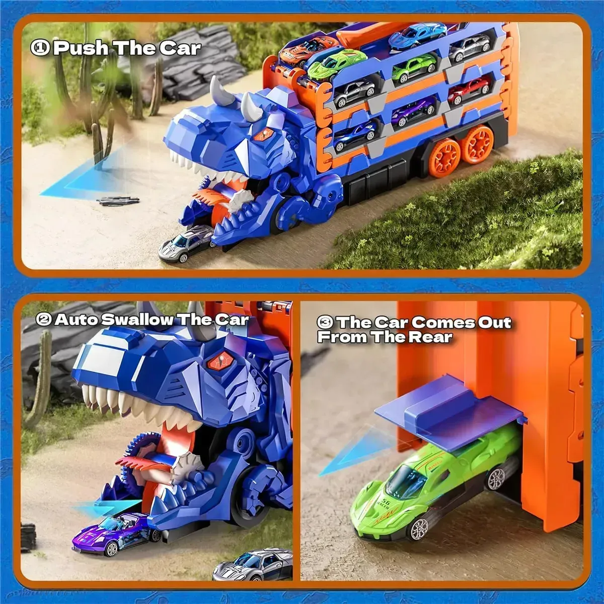 Caminhão Dinossauro Mibro para Brinquedos, Engole Carros Pequenos Hot Wheels — foto 8 de 8