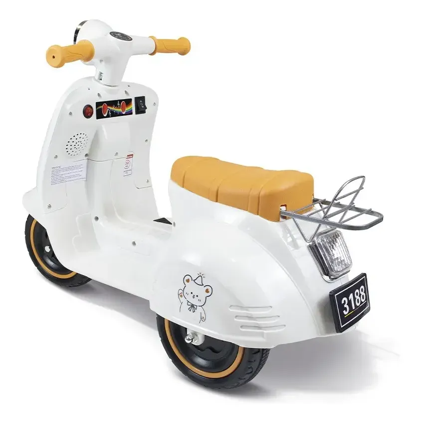Triciclo Elétrico Infantil Scooter Motinho de Passeio 6v Lambreta Com Musicas Branco — foto 7 de 7