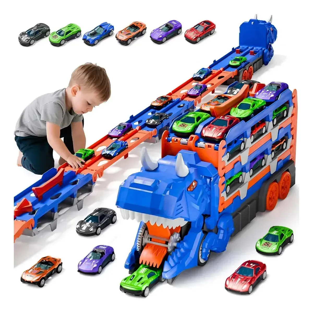 Caminhão Dinossauro Mibro para Brinquedos, Engole Carros Pequenos Hot Wheels — foto 2 de 8