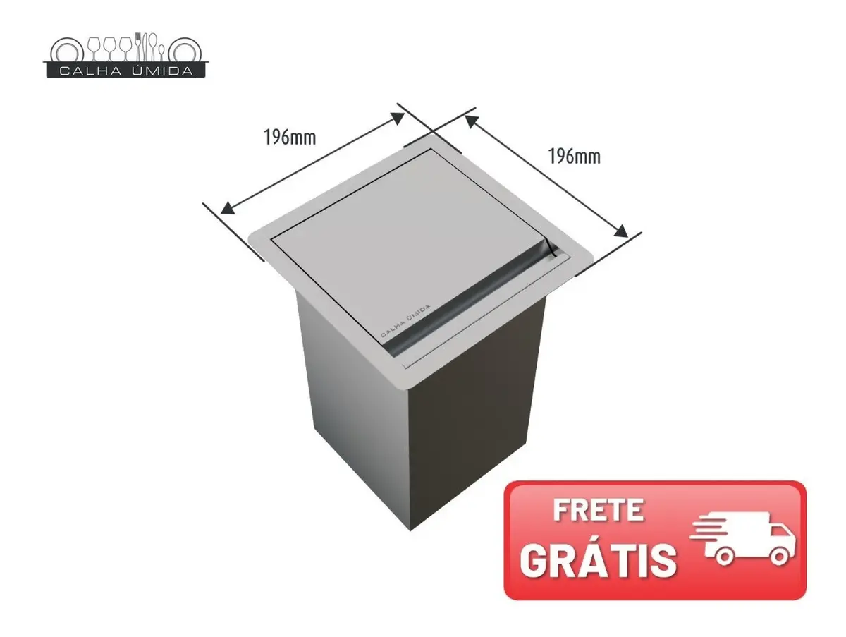 Lixeira Quadrada 5 Litros Com Tampa Inox — foto 4 de 8