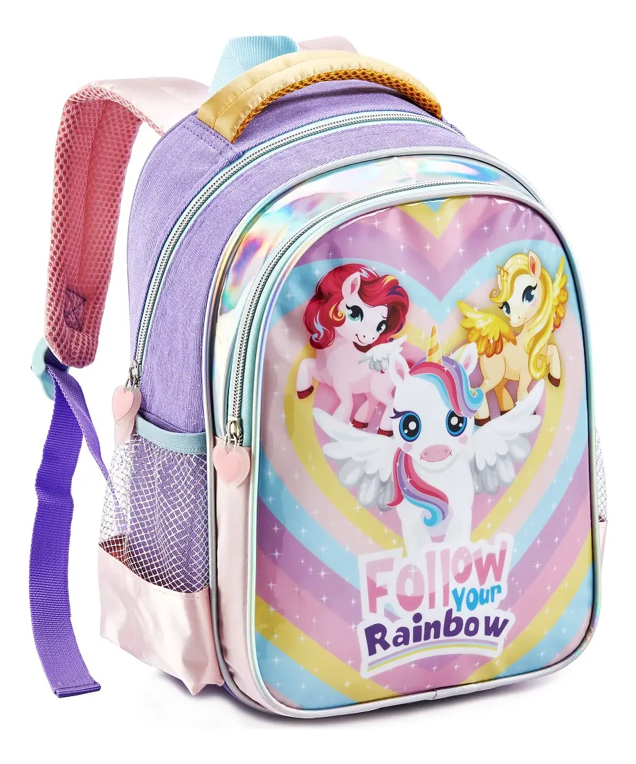 Mochila Escolar Denlex Juvenil Lilás 17L Unicórnio Grande Infantil — foto 3 de 8