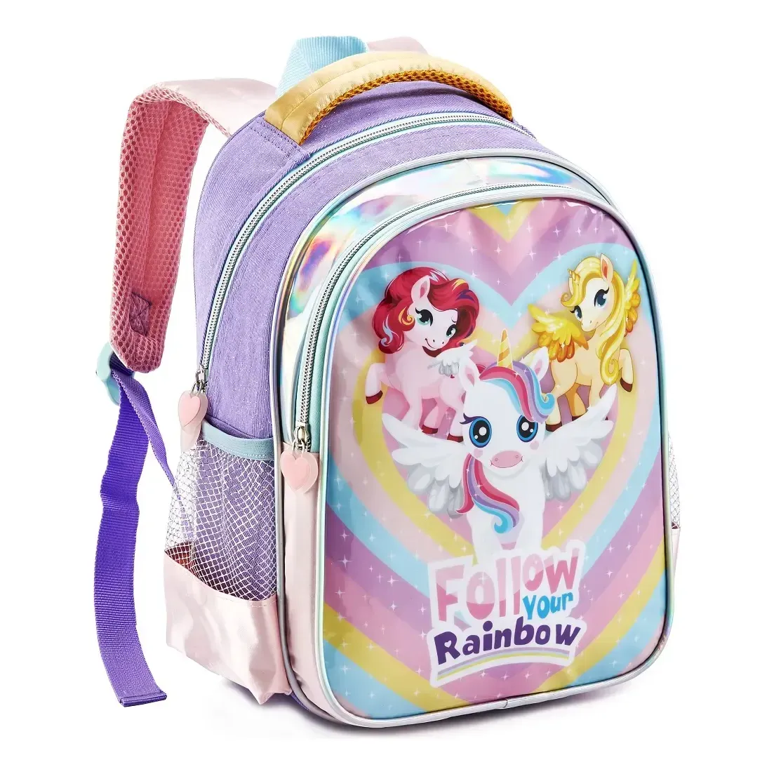 Mochila Escolar Denlex Juvenil Lilás 17L Unicórnio Grande Infantil — foto 2 de 8