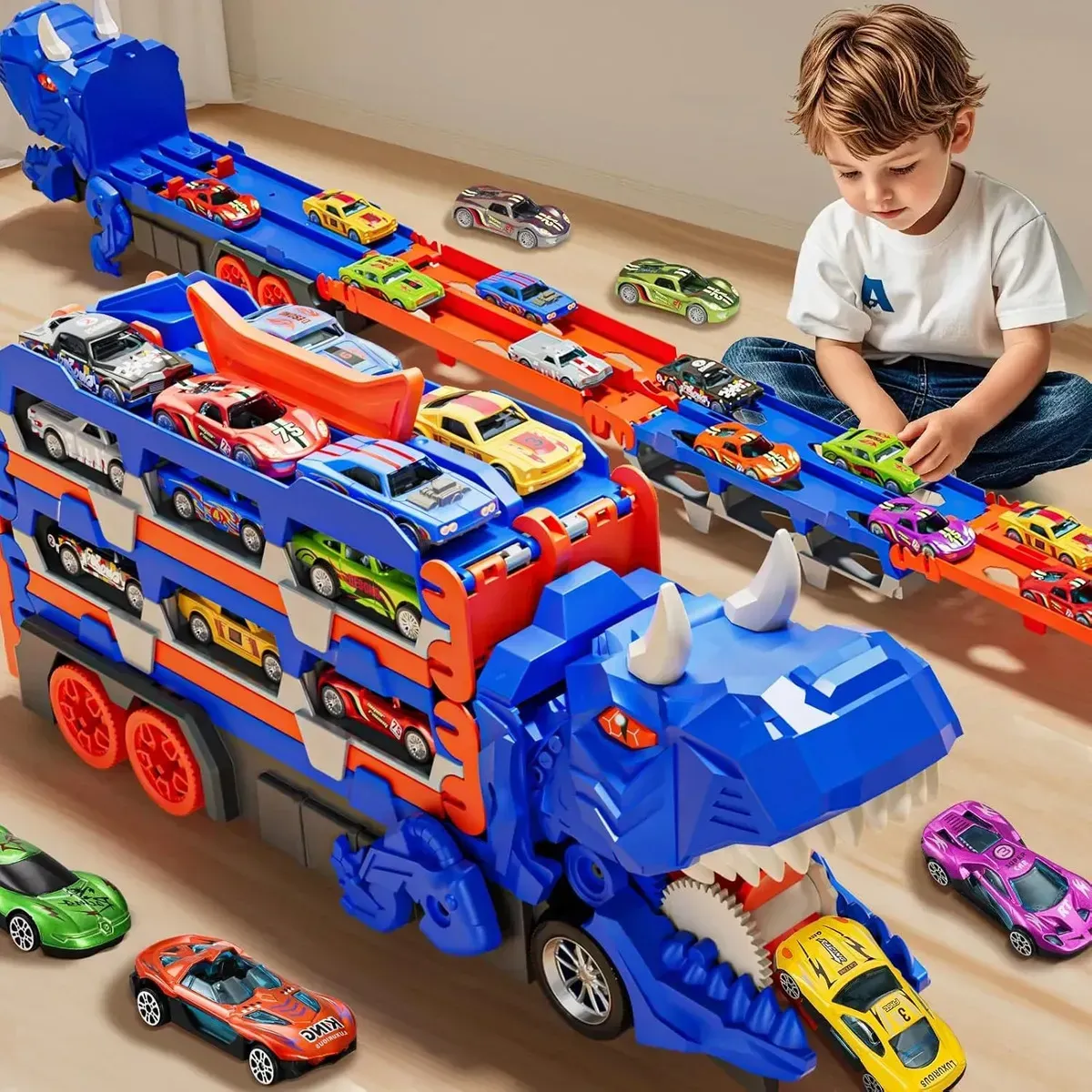 Caminhão Dinossauro Mibro para Brinquedos, Engole Carros Pequenos Hot Wheels — foto 4 de 8