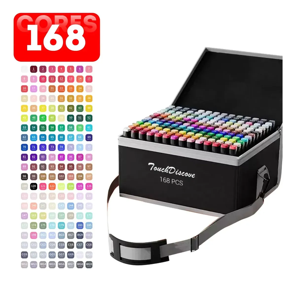 Conjunto Canetas Marcador Canetinha Ponta Dupla 168cores Kit — foto 3 de 8