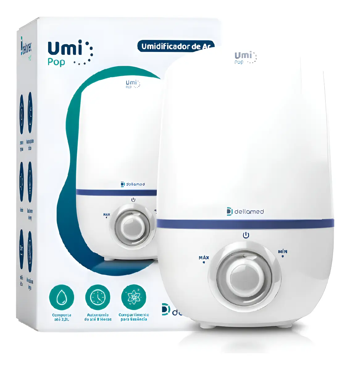 Umidificador De Ar Ultrassônico 2,3 Litros Umi Pop Dellamed