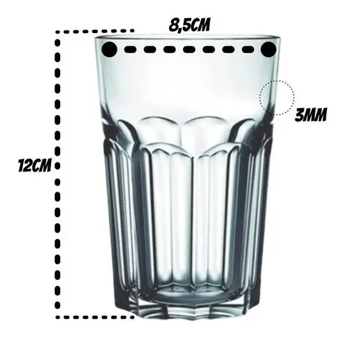 Copos de Vidro Grosso Original line Glass de 400 ml Água Suco Drink Premium Cor Transparente — foto 6 de 7