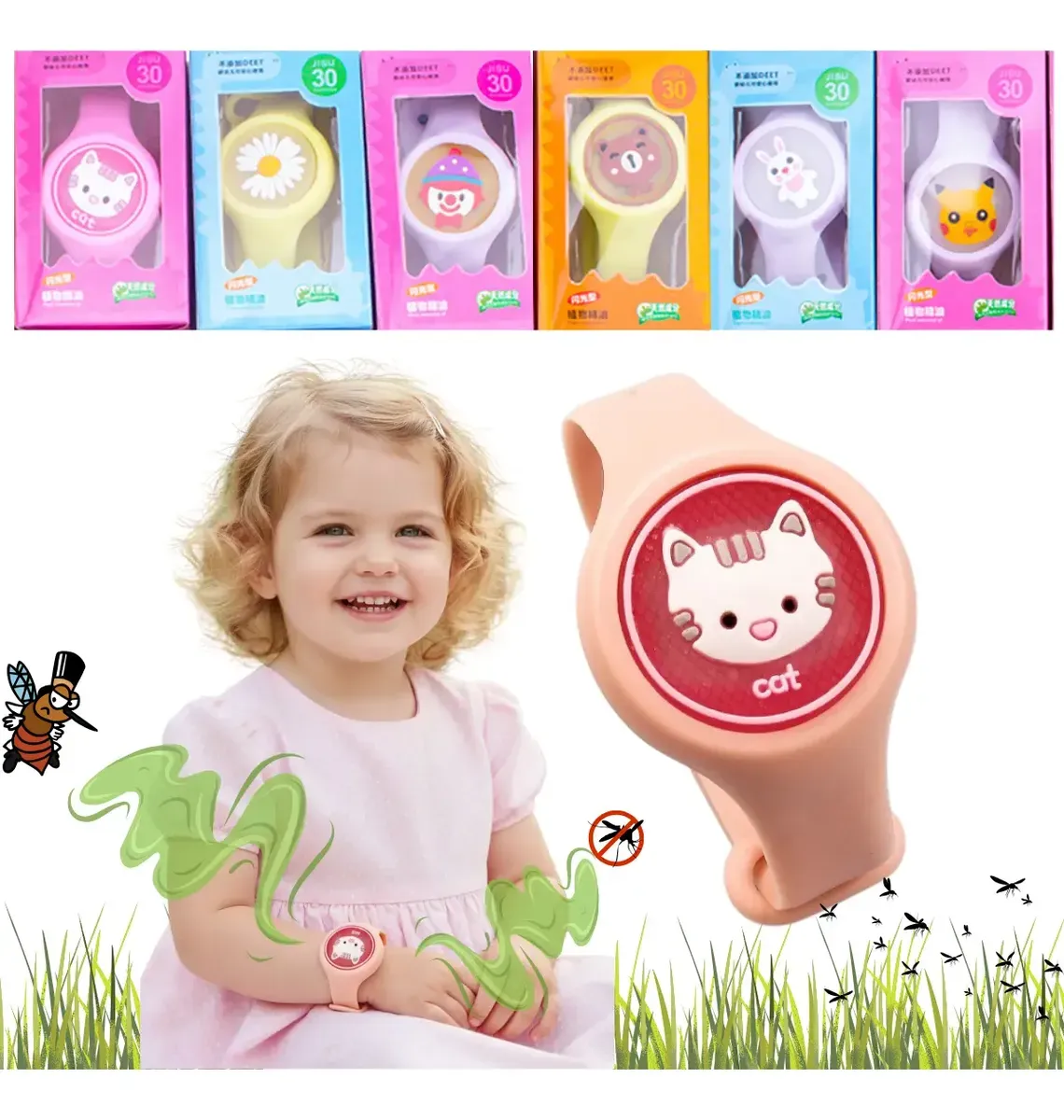Kit 6 Pulseiras Repelente Natural Infantil Anti Mosquito Led