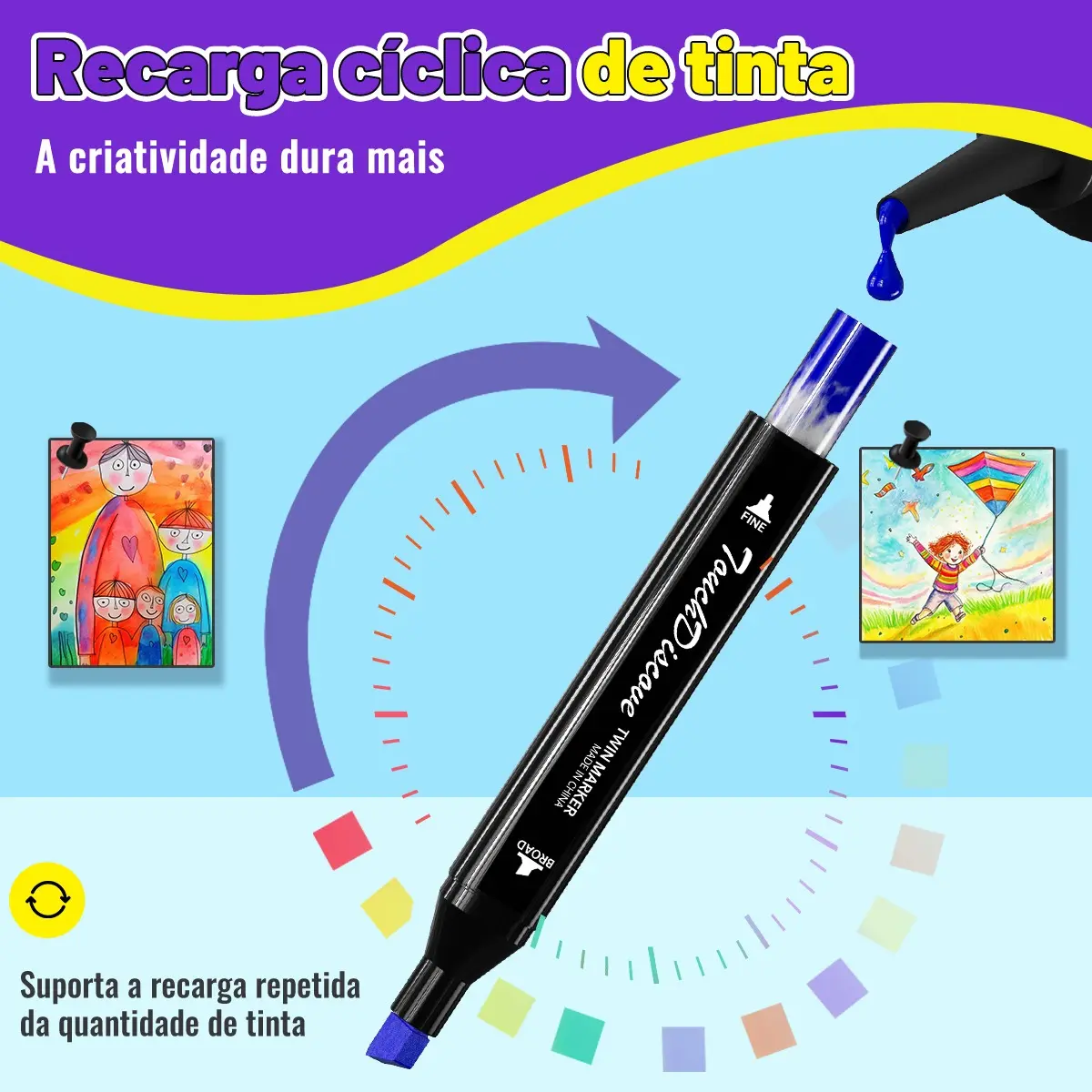 Conjunto Canetas Marcador Canetinha Ponta Dupla 168cores Kit — foto 7 de 8