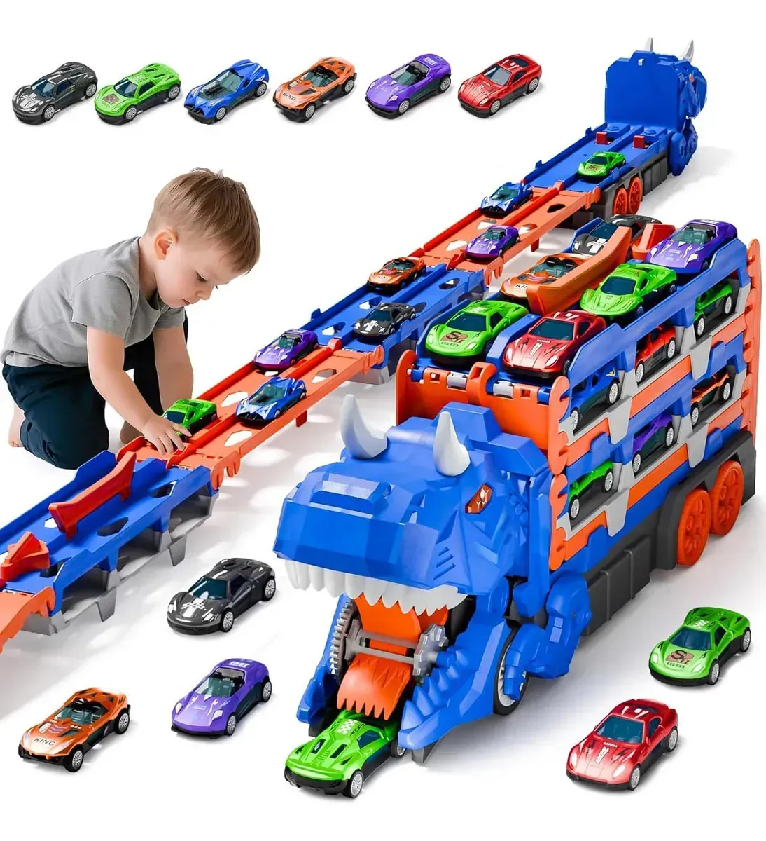 Caminhão Dinossauro Mibro para Brinquedos, Engole Carros Pequenos Hot Wheels — foto 3 de 8