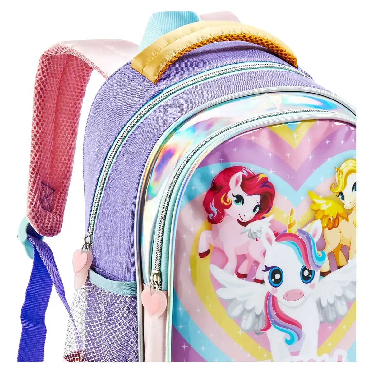 Mochila Escolar Denlex Juvenil Lilás 17L Unicórnio Grande Infantil — foto 8 de 8