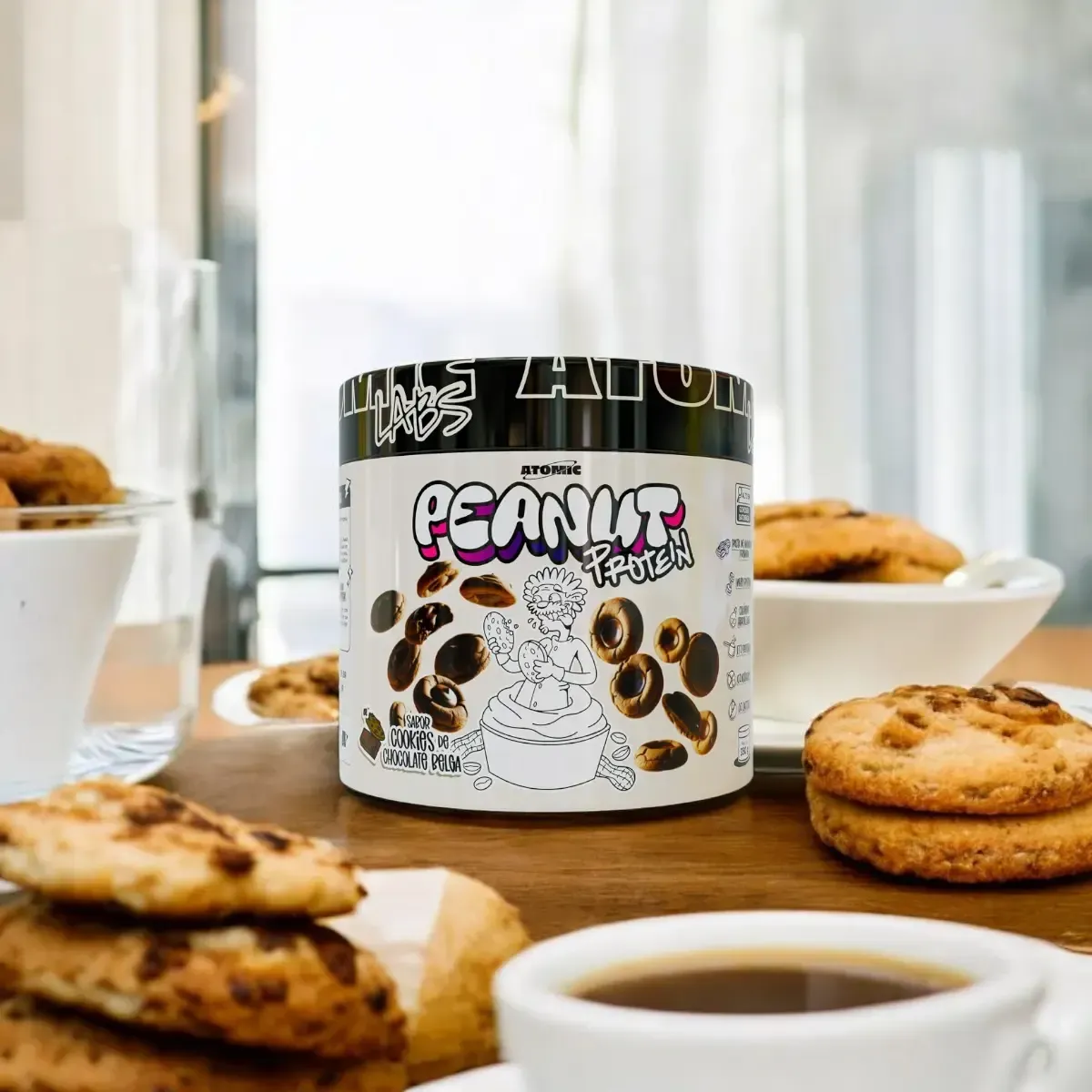 Peanut Protein 350g Atomic Labs - Sabor Cookies de Chocolate Belga - Pasta de Amendoim com Whey Protein e Colágeno Hidrolisado — foto 6 de 8