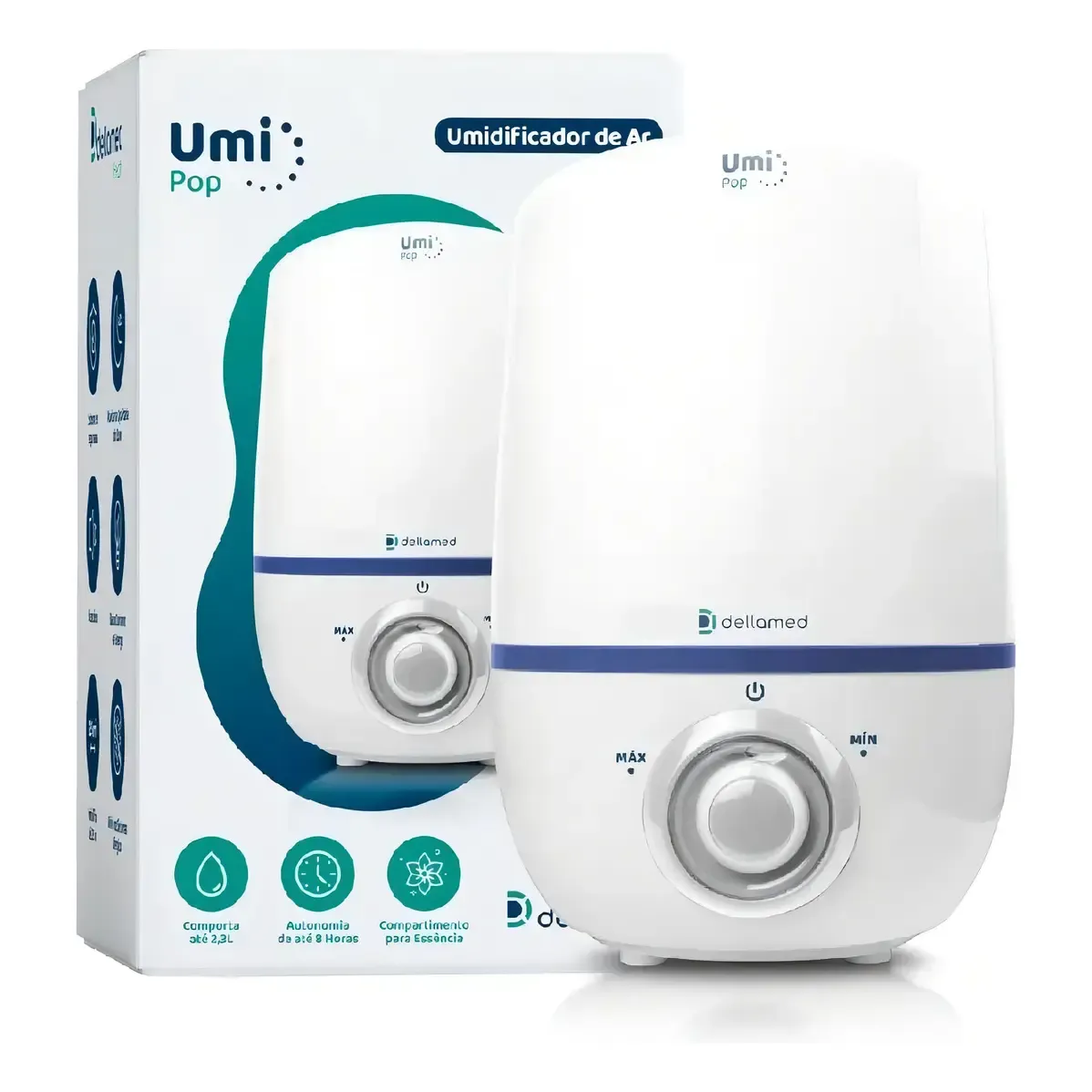 Umidificador De Ar Ultrassônico Umi Pop Health 2,3l Dellamed Cor Branco Bivolt — foto 2 de 7