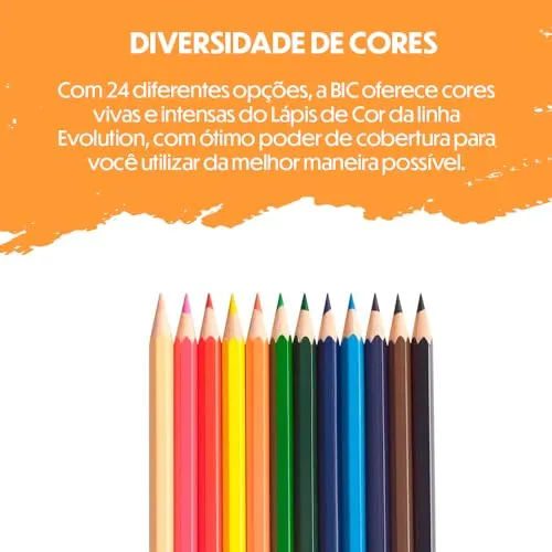 BIC, Lápis de Cor Sextavado, Evolution, 24 Cores — foto 5 de 6