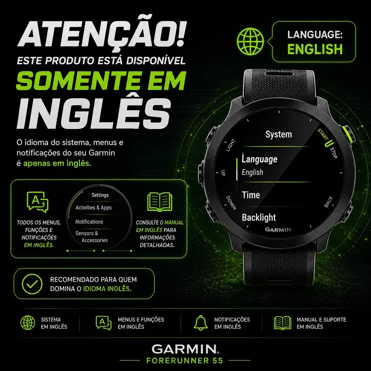 Relógio Garmin Forerunner 55 Monitor Cardíaco Gps Em Inglês — foto 6 de 7