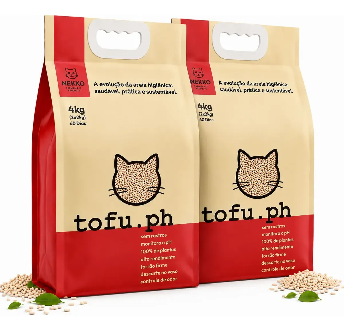 Areia Higiênica Gato Tofu Biodegradável Ph 8kg Nekko