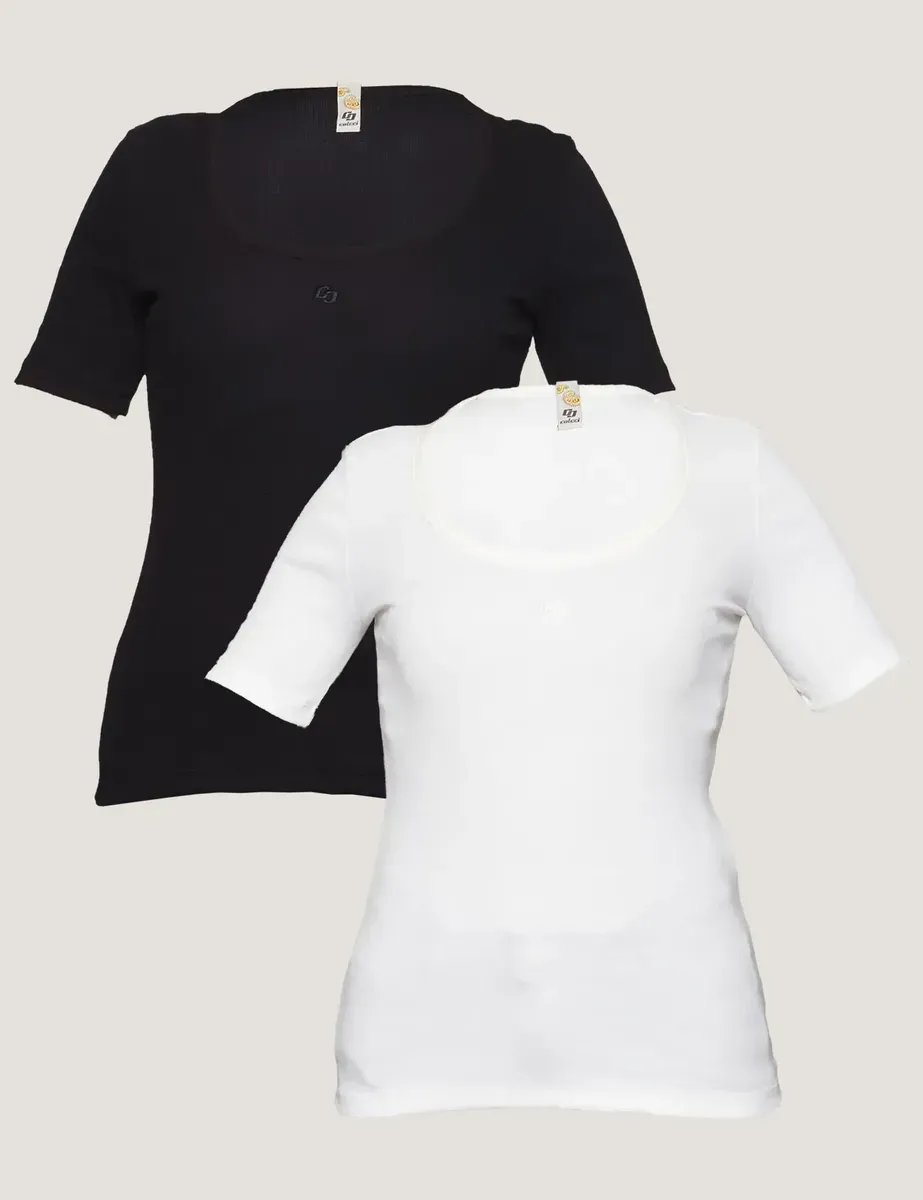 Kit 2 Peças Camiseta Feminina Slim Algodão Canelada Colcci — foto 6 de 7