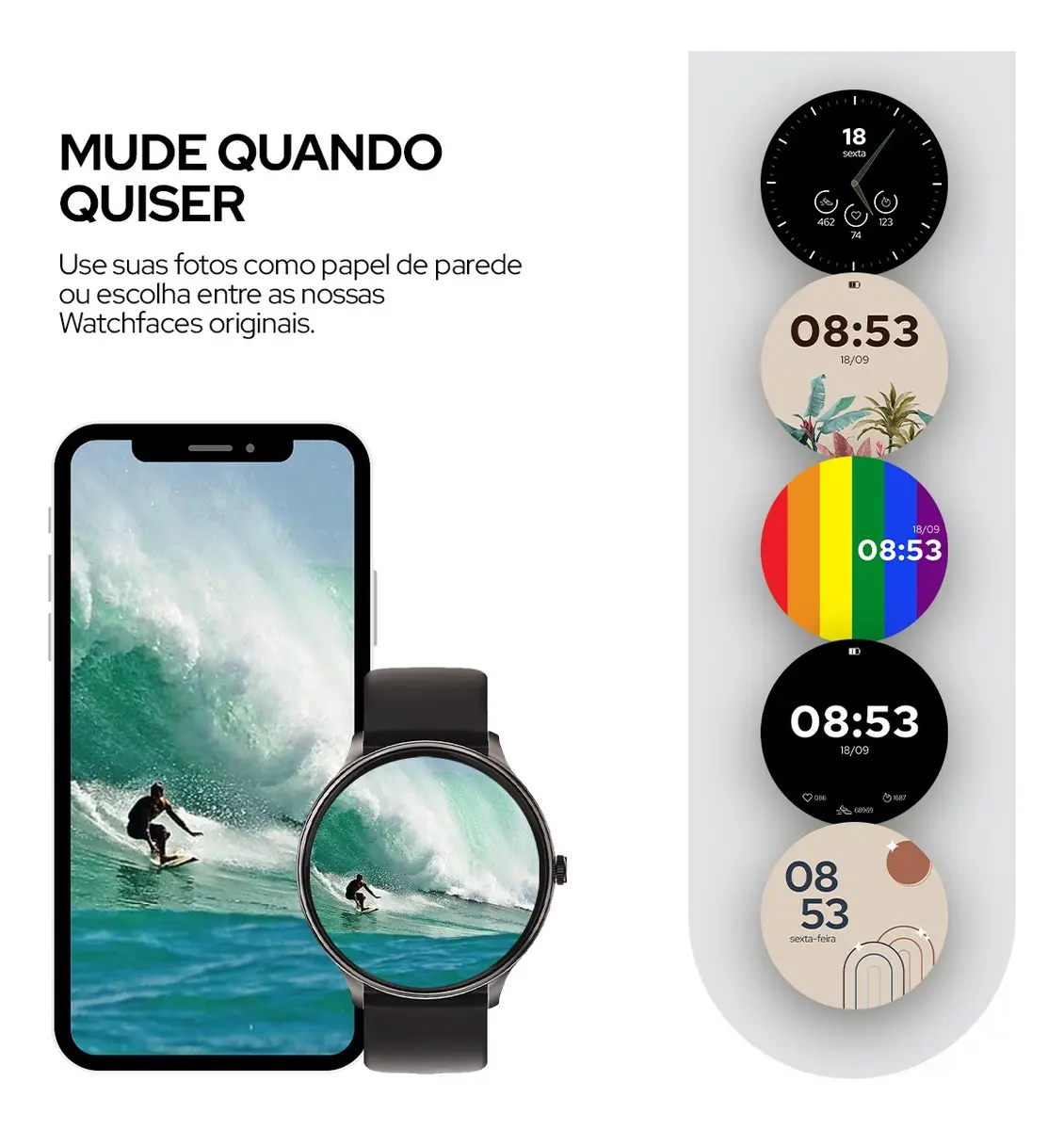 Smartwatch Wb Redondo 46mm, Tela 1,39 Fitness Tracker Rosa — foto 5 de 8