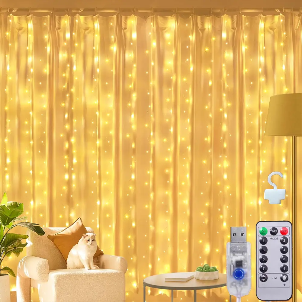 3*3m Cortina De Luz 300 Pisca Pisca Led Decoração De Natal — foto 3 de 7