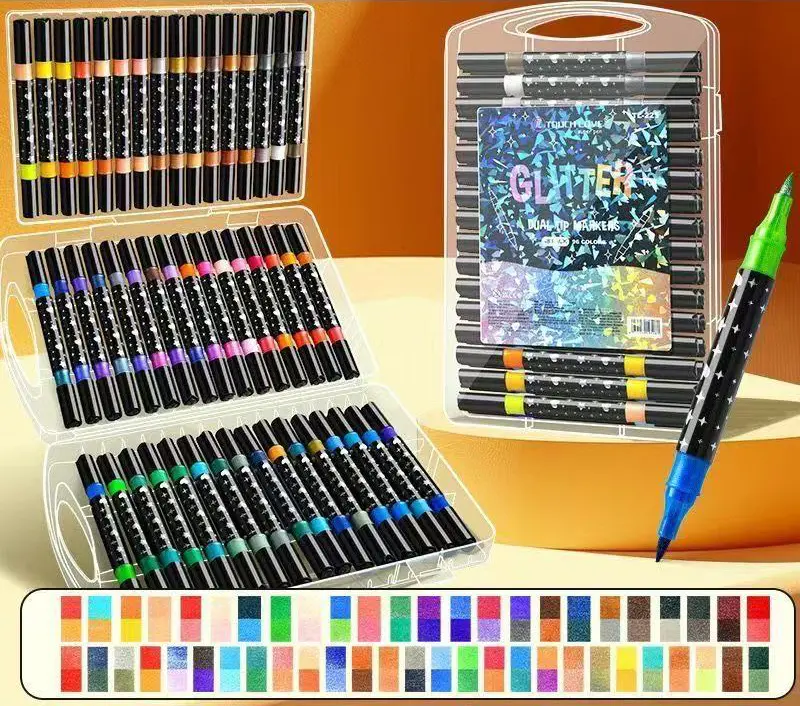 Kit 48 Canetas Marcador Touch Glitter 96 Cores Ponta Dupla — foto 6 de 7