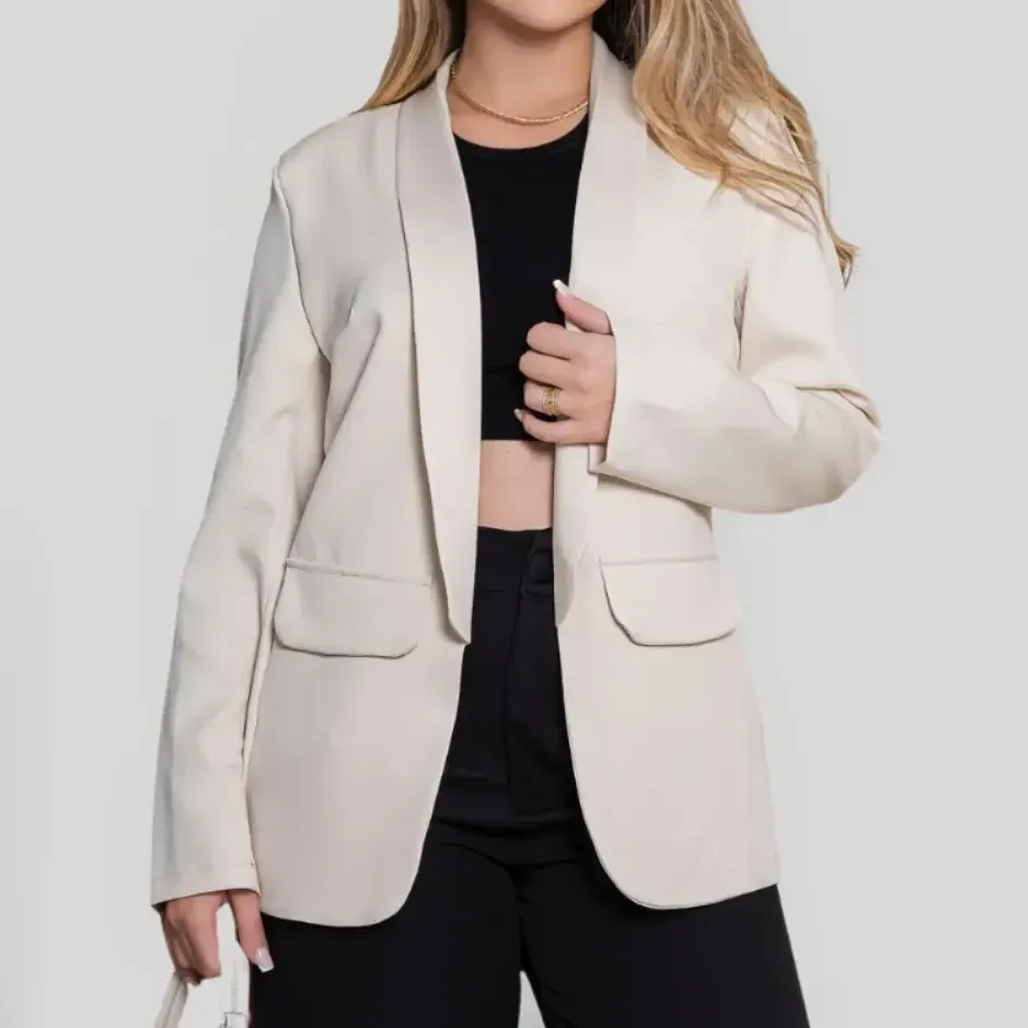 Blazer Feminino Alfaiataria Max Casual Social Elegante Chick — foto 4 de 7