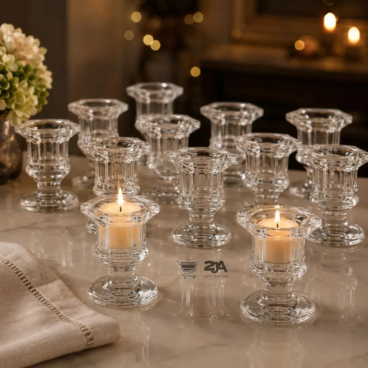 Kit 12 Castiçais de Vidro Elegantes para Velas