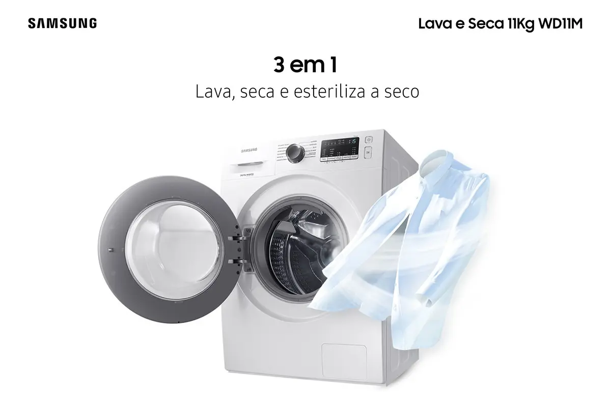 Lava E Seca Samsung Wd11m Com Digital Inverter Branca 11kg Cor Branco — foto 6 de 7