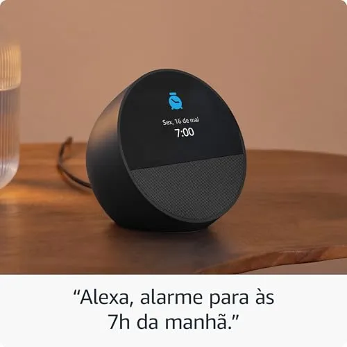 Echo Spot com Alexa (Geração mais recente) | Despertador inteligente com som vibrante | Cor Branca, com Acesso Antecipado à Alexa+ — foto 6 de 9