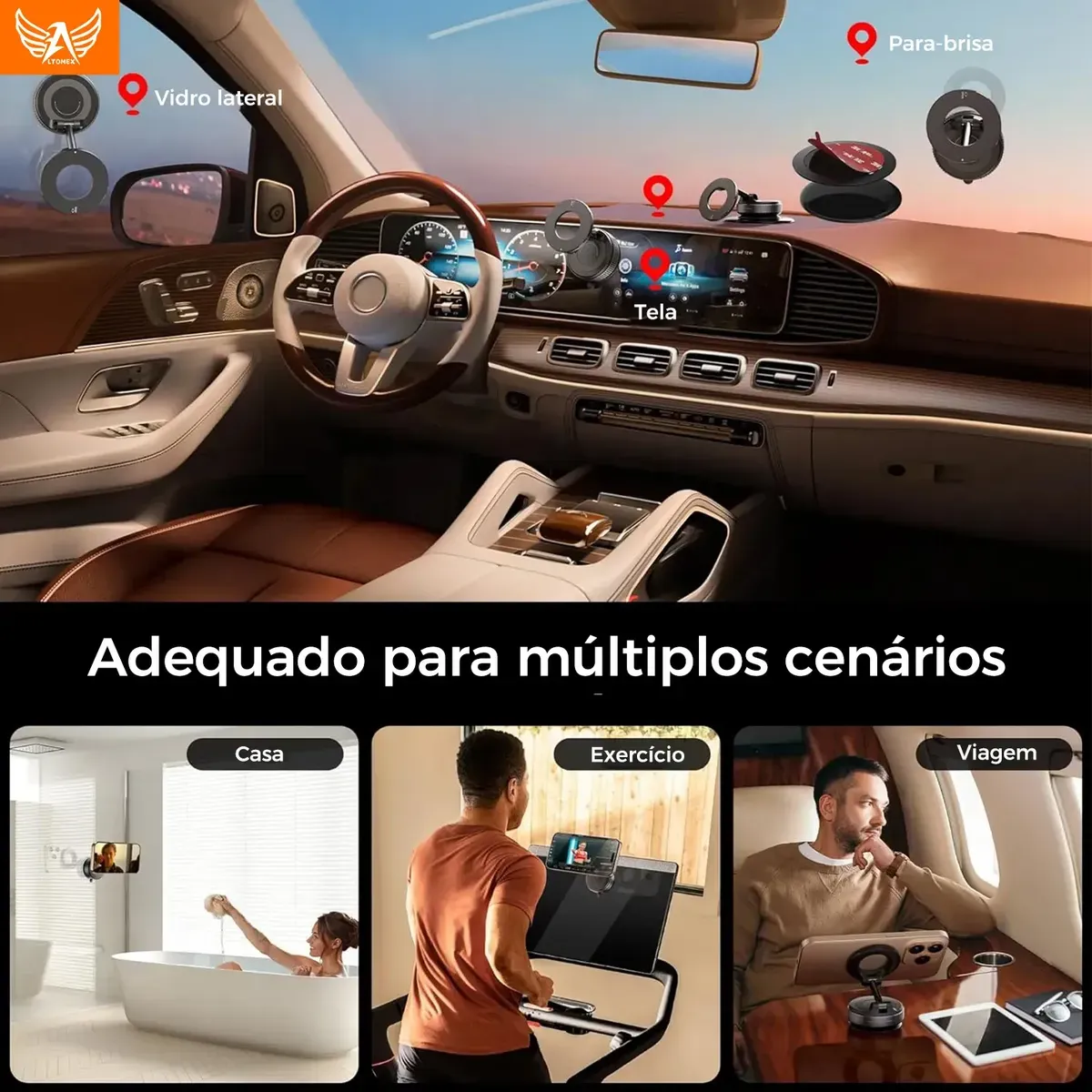 Suporte Celular Carro Magnético Rotativo 360dobrável Ventosa — foto 6 de 7