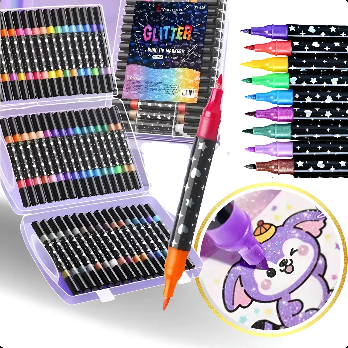 Kit 48 Canetas Marcador Touch Glitter 96 Cores Ponta Dupla — foto 3 de 7